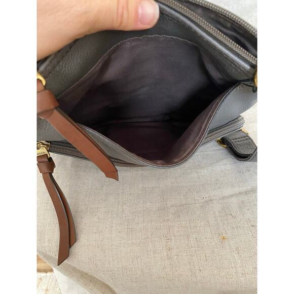 Fossil Gray Leather Crossbody Satchel Bag - Picture 7 of 11